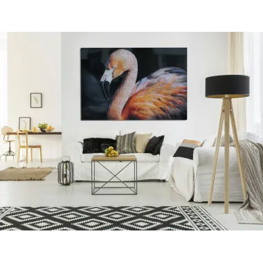 DRUK NA PŁÓTNIE Z APLIKACJAMI -B- FLAMINGO 120X3,8X80 cm
